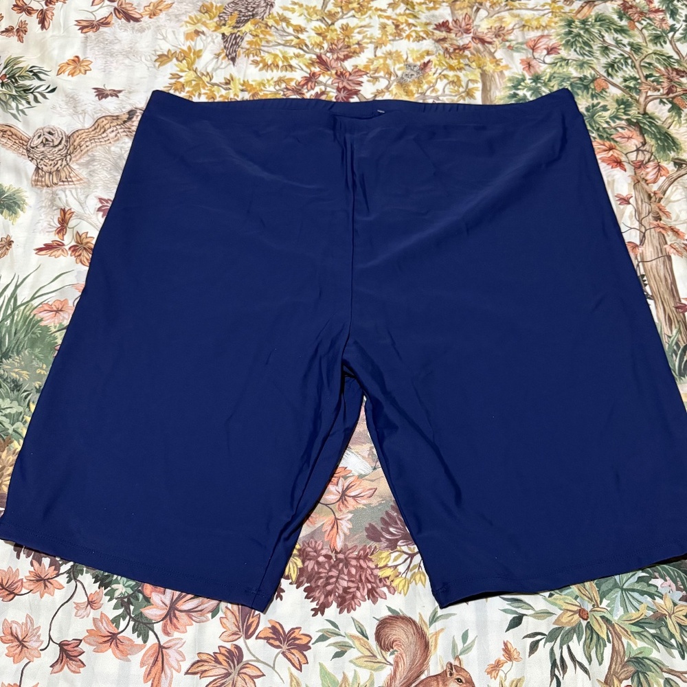 NWT 4X Meet Curve Navy Swim / Activity Shorts  9" Inseam Protection Sticker
